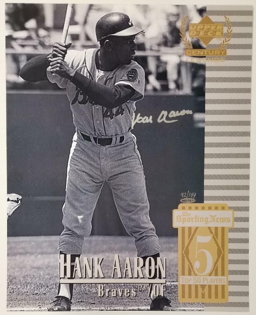 Hank Aaron signed 1999 Upper Deck Century Legends 16x20 Photo Poster painting card /144 ~UDA COA