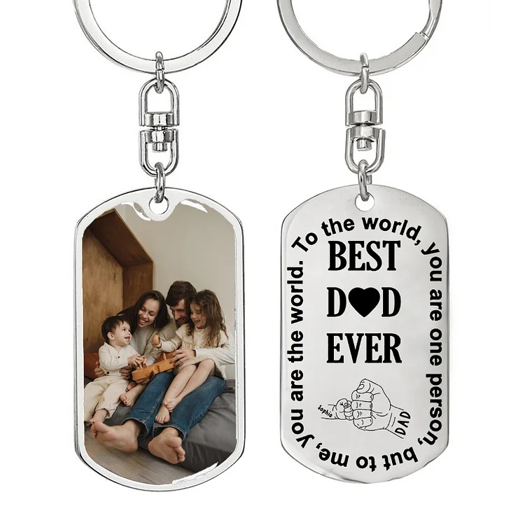 Best Dad Ever Keychain Custom Photo and 1 Name Family Keychain