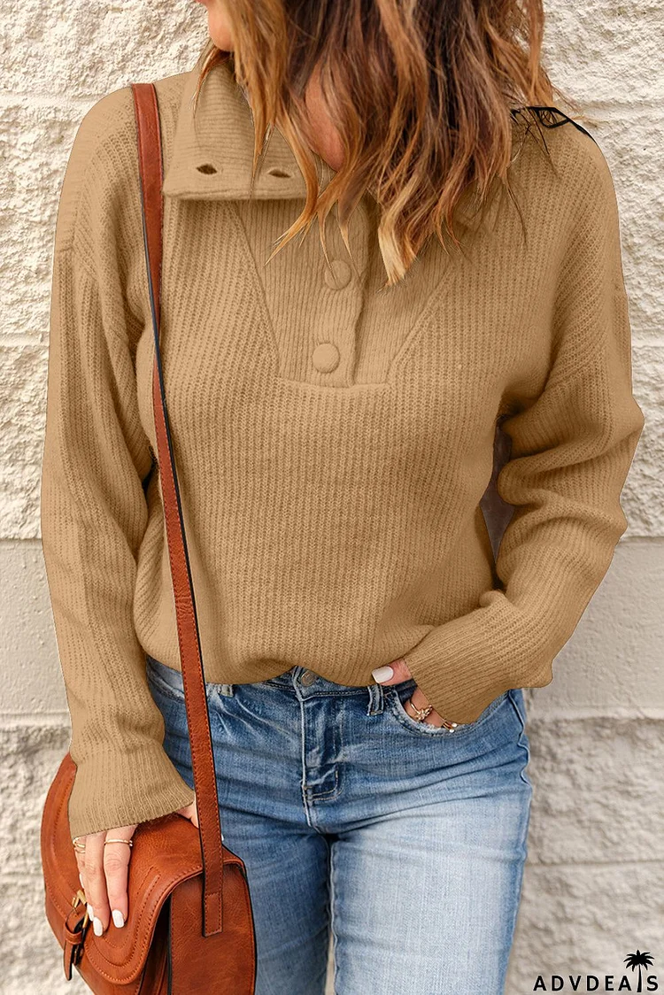 Khaki Comfy Ribbed Sweater