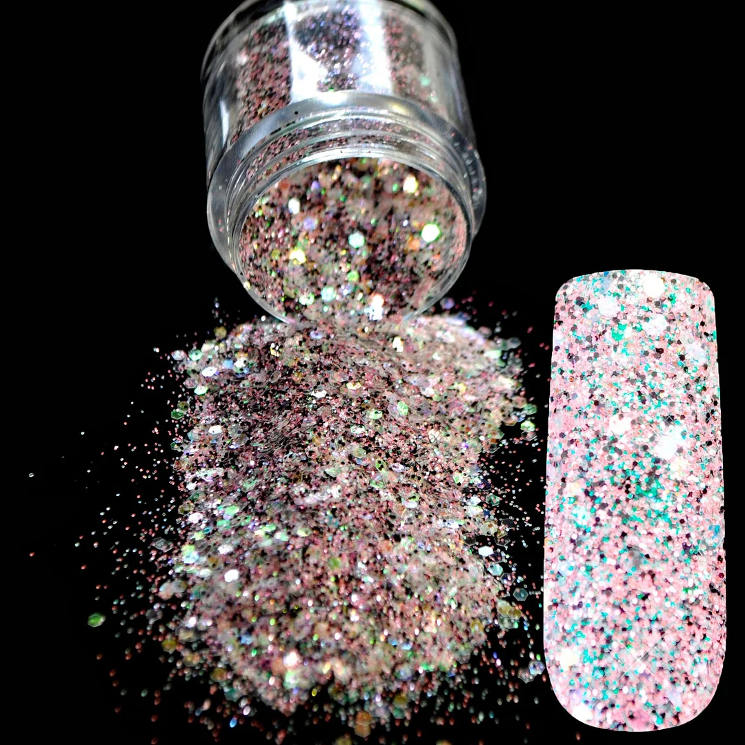 Snow White Glitter Nail Art Tool DIY Glitter Mix Manicure 3D Powder Small Pentagon Sequins Nail Supplies Decoration 270-Nail Inspo