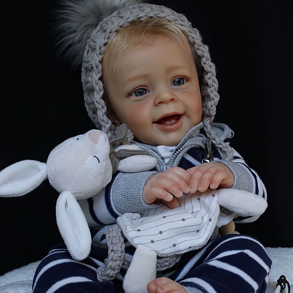 [This Is Lovely Baby] 20" Blond Hair Cloth Reborn Toddler Doll Boy With Two Teeth