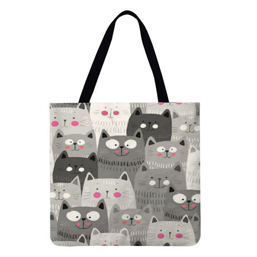 

Cartoon Cat - Environmentally Ink Linen Handbag - 40*40CM, 501 Original