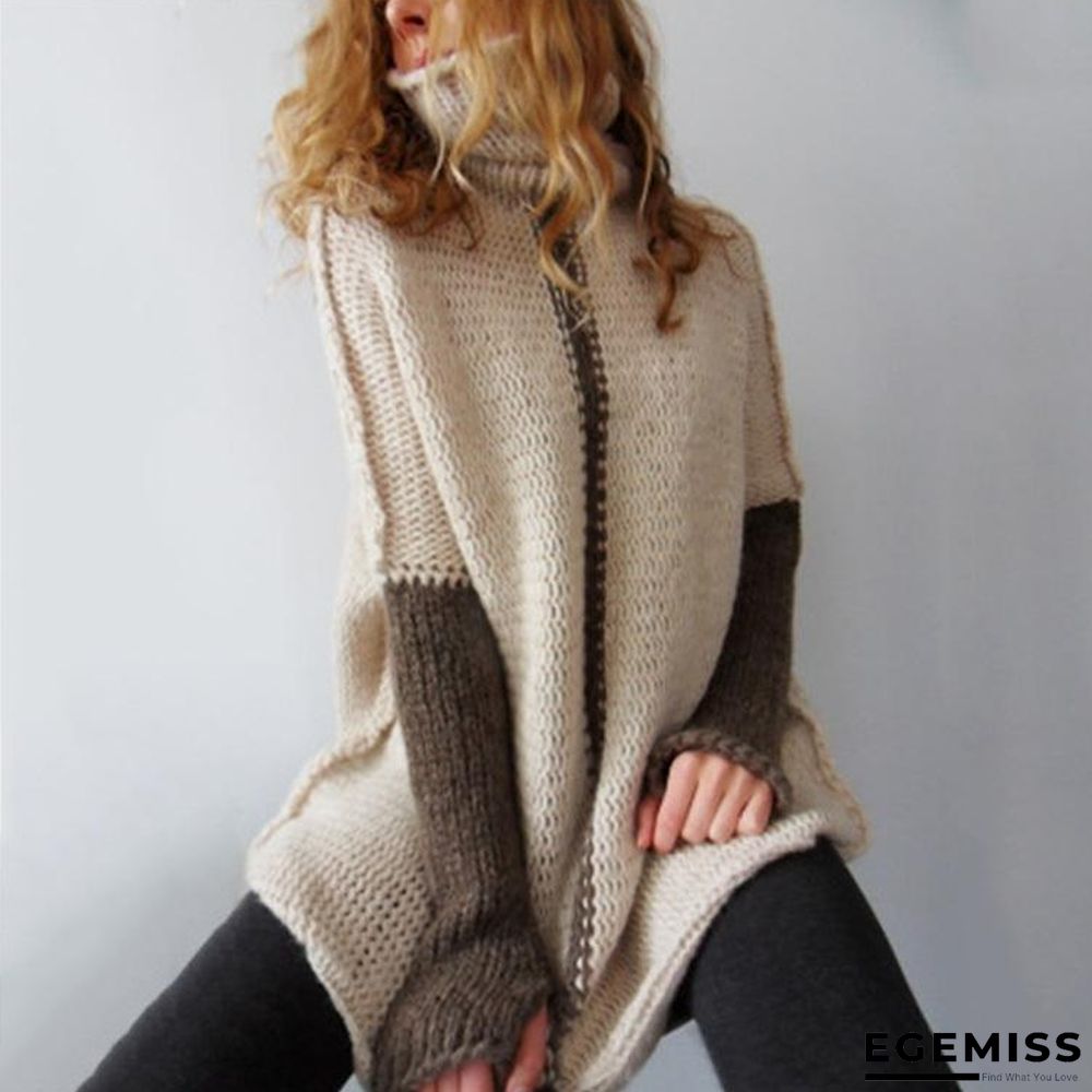 Autumn and Winter Turtleneck Loose Splicing Sweater | EGEMISS