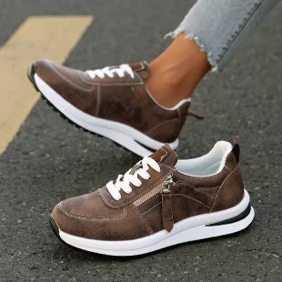 Yyvonne Casual Sneakers Women's 2025 New Fashion Slope And Thick-Soled Tie With Women's Sports Single Shoes