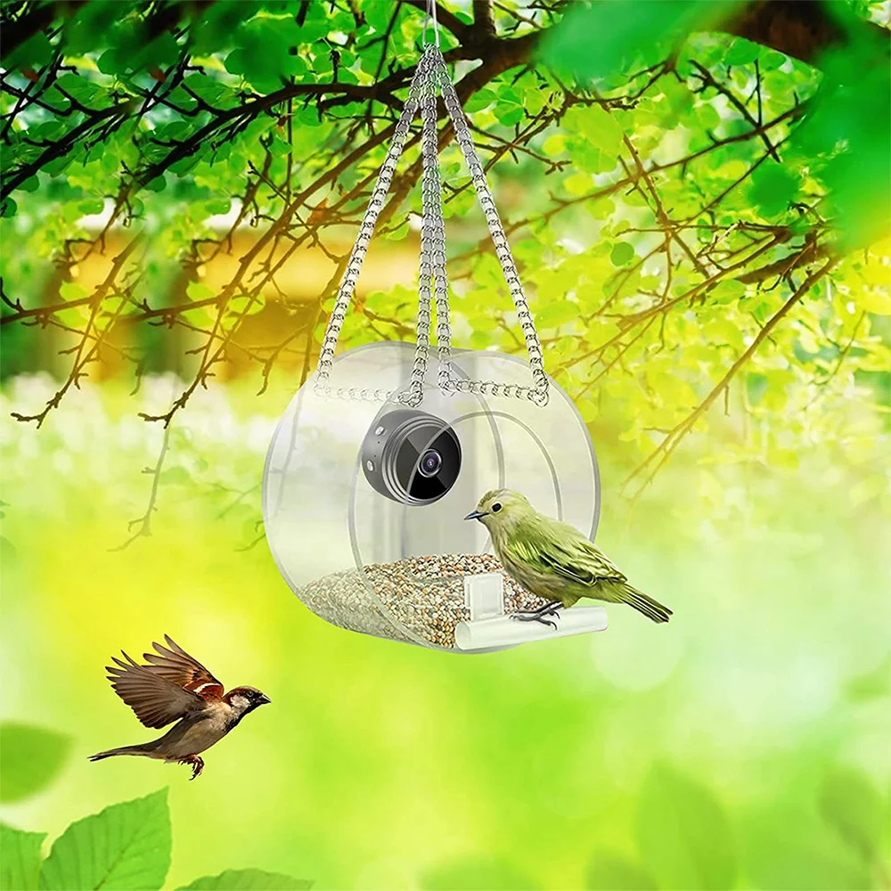 Outdoor smart hanging bird feeder with camera