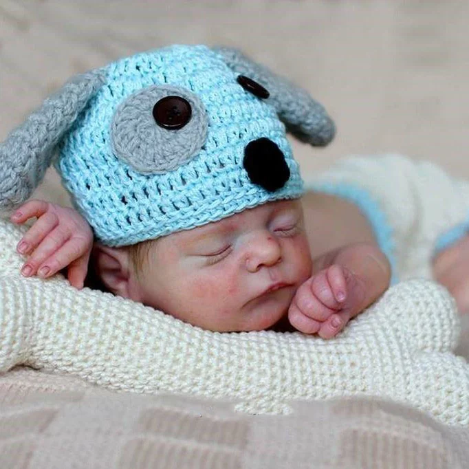 17" Sleeping Reborn Baby Boy Ryker,Soft Weighted Body, Cute Lifelike Handmade Silicone Reborn Doll Set,Gift for Kids