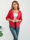 Open Front Solid Cardigan with 3/4 Sleeves, Elegant Spring/Summer Women's Clothing