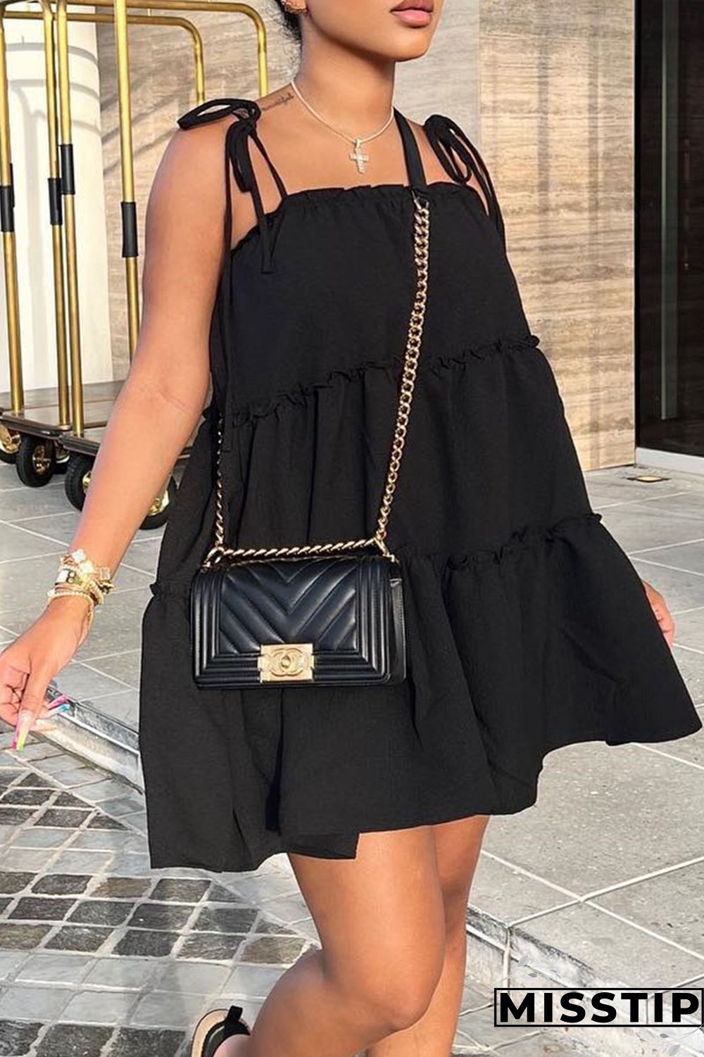 Light Green Sweet Solid Patchwork Fold Stringy Selvedge Spaghetti Strap A Line Dresses
