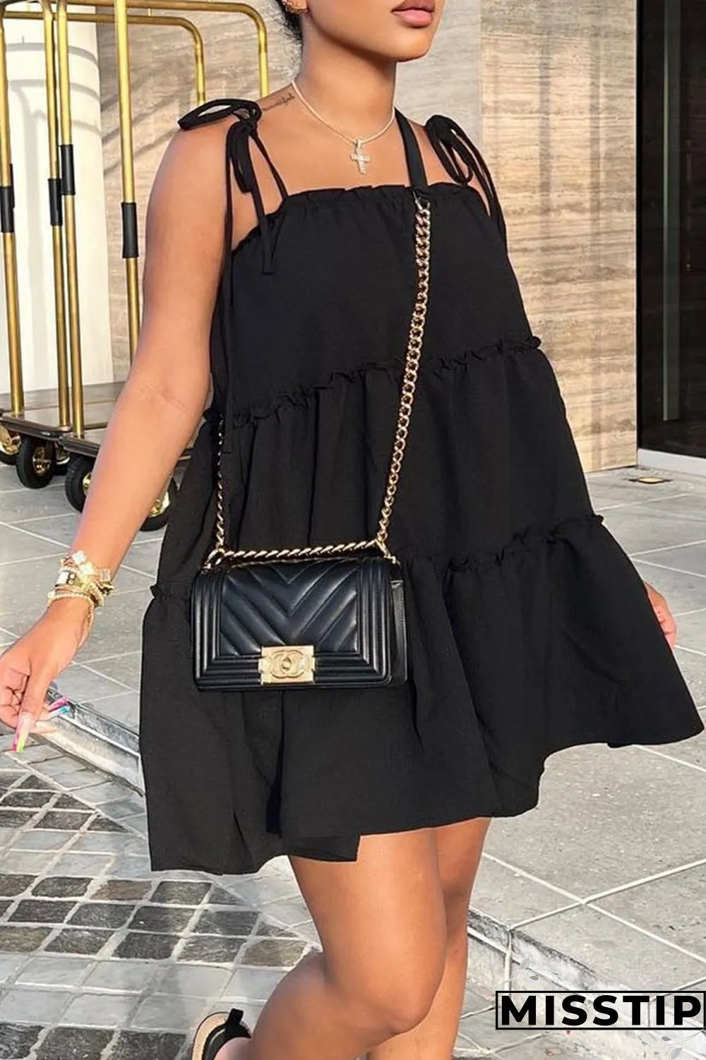Light Green Sweet Solid Patchwork Fold Stringy Selvedge Spaghetti Strap A Line Dresses