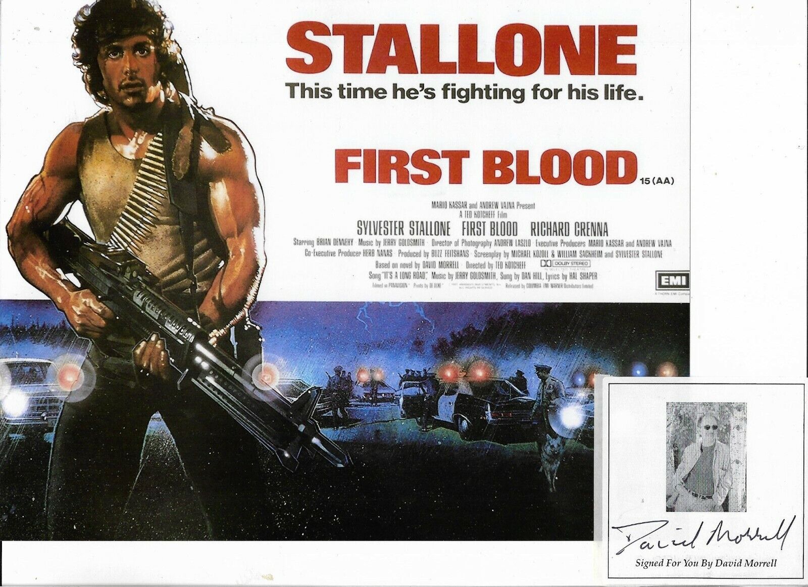 DAVID MORRELL - FIRST BLOOD / RAMBO AUTHOR - HAND SIGNED BOOKPLATE + Photo Poster painting