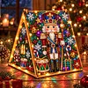 DIY Wooden Diamond Painting Pearl Tent House with Lights, Holiday Tabletop Art Craft Kit with String Lights, Christmas Home Decor Gift