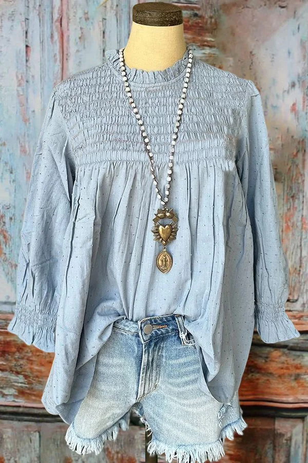 Beautiful Ruffle Neck Smocking Top