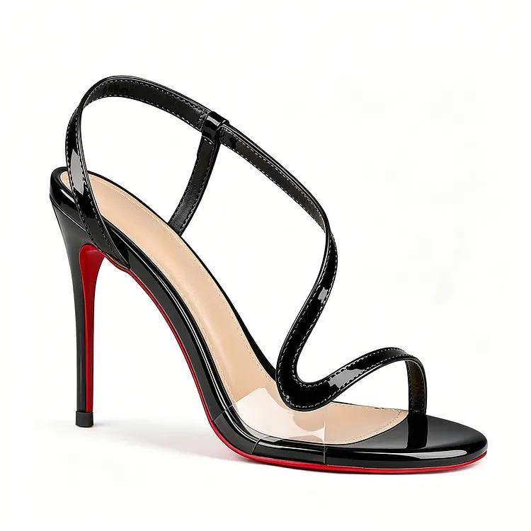 100mm/3.94 inch Spotlight Wavy Straps Sandals Red Bottom Stilettos Vocosi VOCOSI