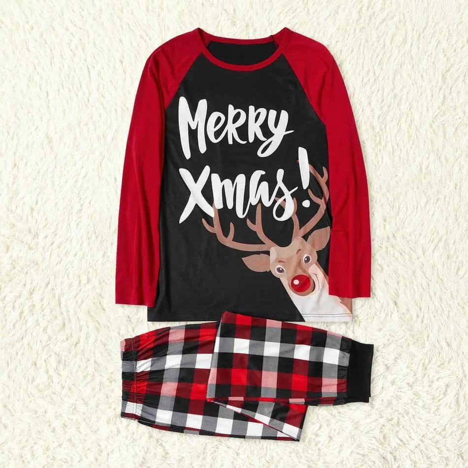 Merry Xmas Reindeer Print Family Matching Pajamas Sets