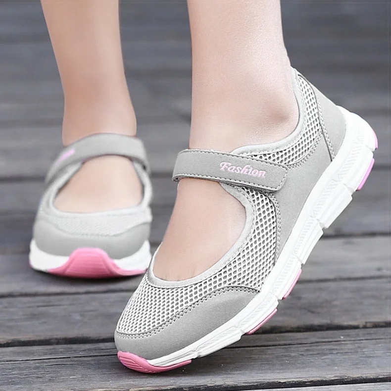 Women Flats Breathable White Shoes Women Lightweight Zapatillas Mujer Spring Autumn Flat Shoes Plus Size Casual Sneakers Female