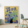Van Gogh Irises And Black Cat-11CT Stamped Cross Stitch 40*50cm/15.75*19.69in