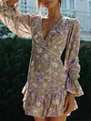 Floral-Print Falbala Bandage Mini Dress