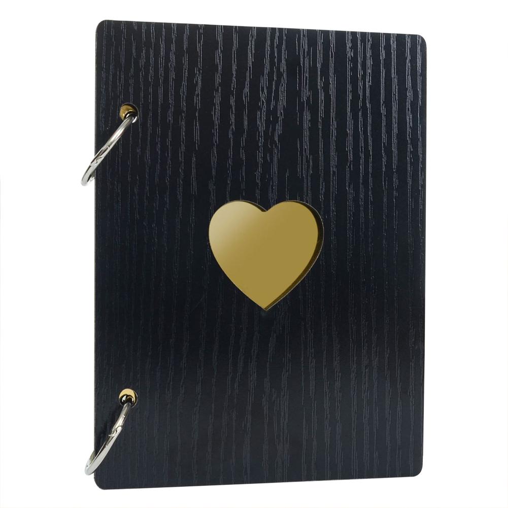 

6inch Paste Photo Album Love Heart Wooden Retro DIY Graduation Gift (Black, 501 Original