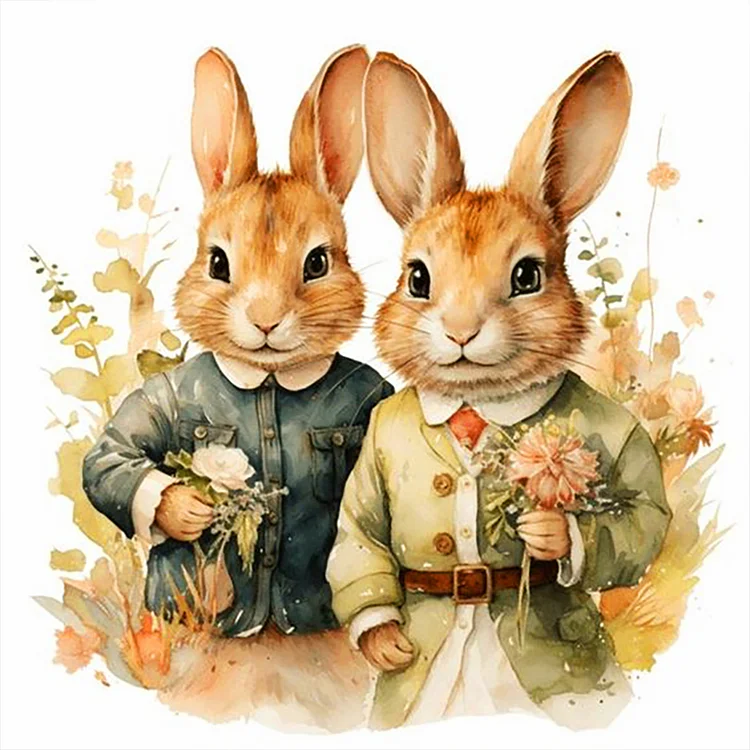 Two Rabbits 40*40CM(Canvas) Full Round Drill Diamond Painting gbfke