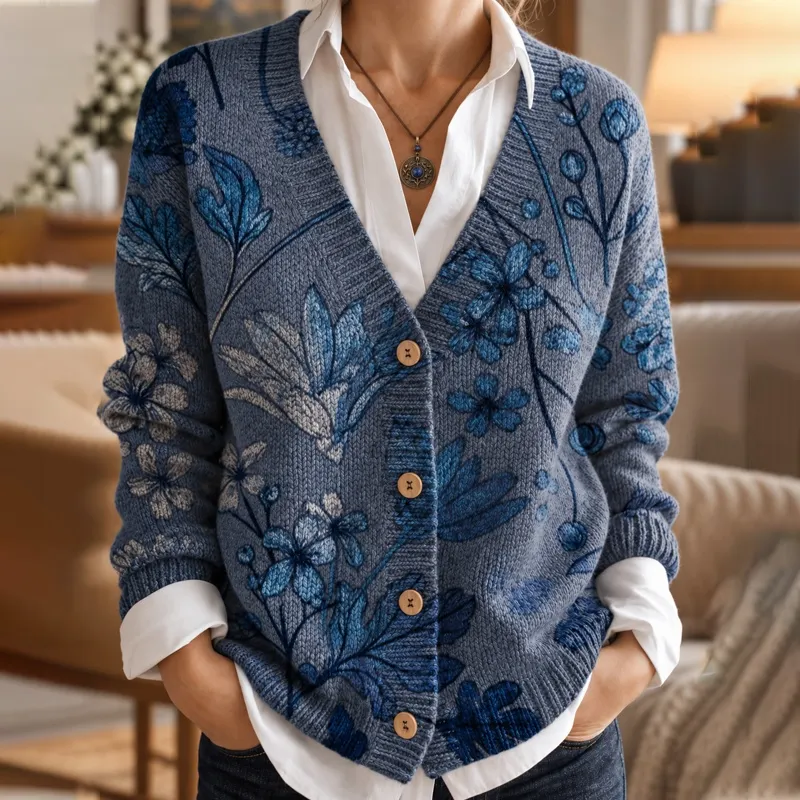 Comstylish Women's Bohemian Floral Cardigan Sweater