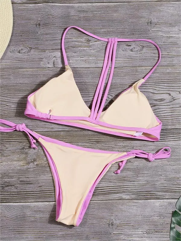 Brownm colored push up bikini set with high waist