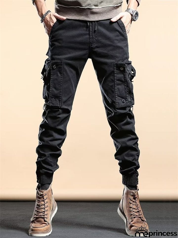 Men's Streetwear Slim Fit Ankle-tied Cargo Pants