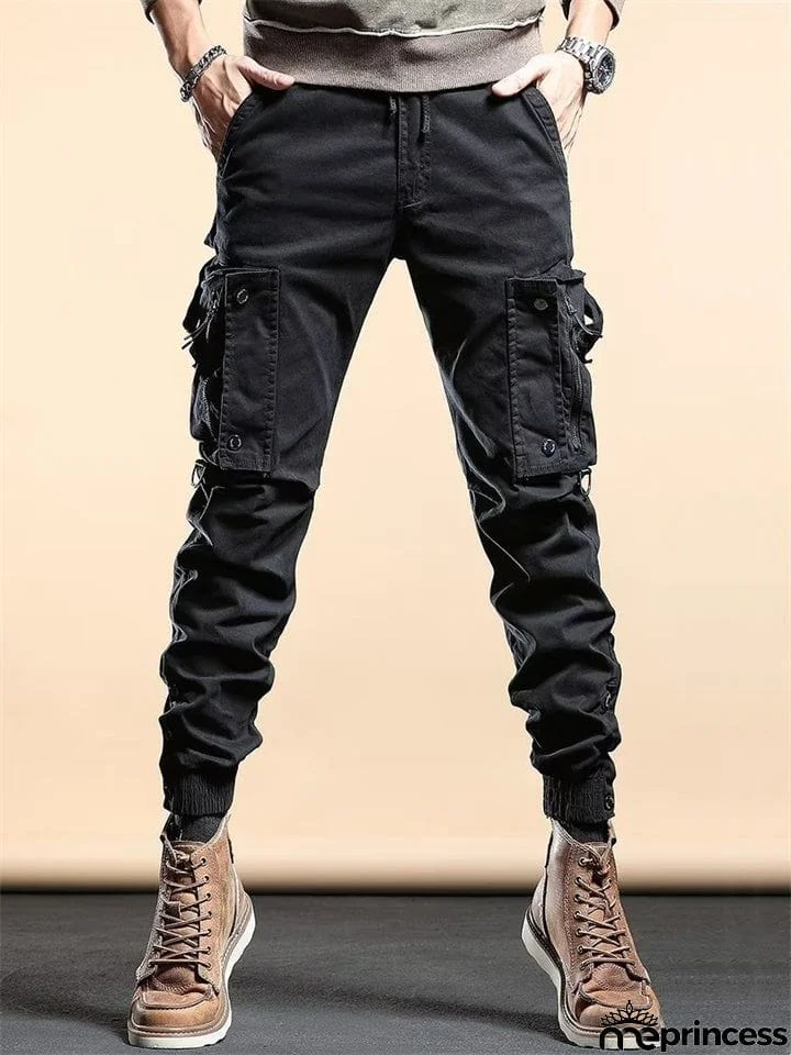 Men's Streetwear Slim Fit Ankle-tied Cargo Pants