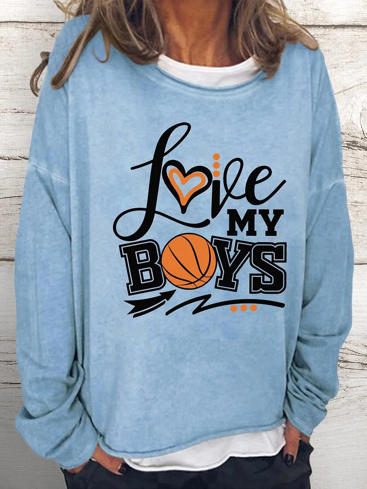 Love My Basketball Boy Women Loose Sweatshirt-Annaletters