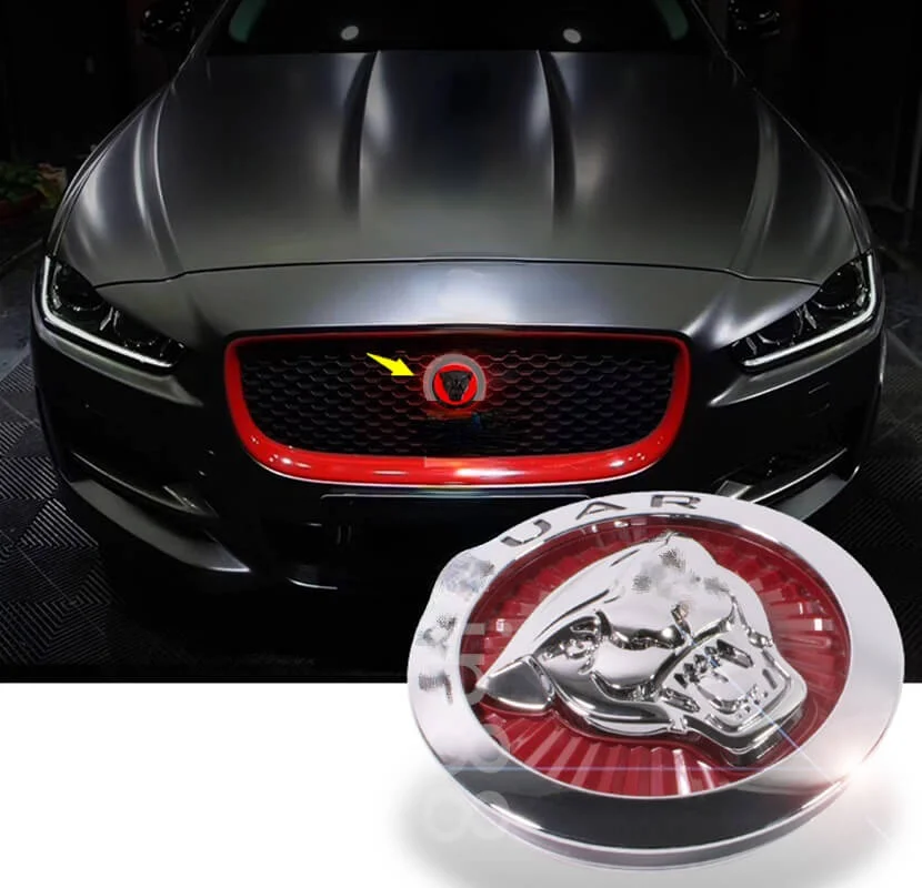 4D LED Jaguar Emblem Lights Front Center Grille Badge Decals