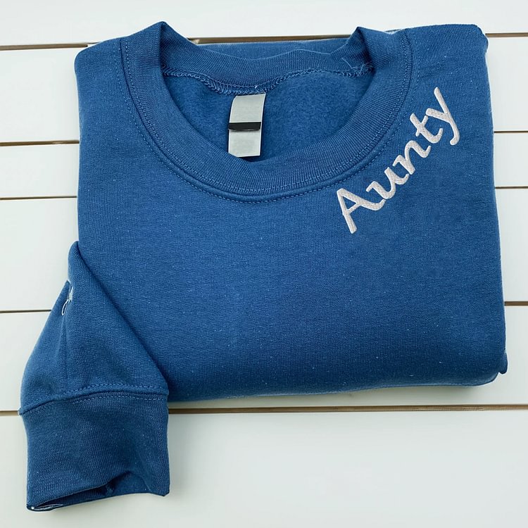 TOSCUSTOM™ Embroidered Hoodie for Aunt Personalized Shirts with Initial on Sleeve