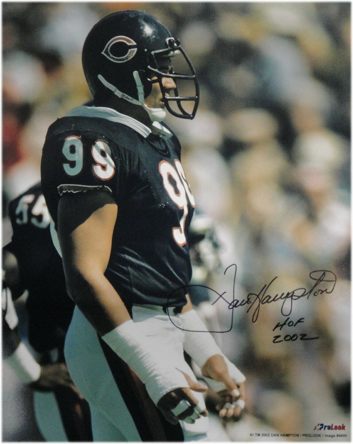 Dan Hampton Hand Signed Autographed 16x20 Photo Poster painting Chicago Bears #99 Hof 2002 Black