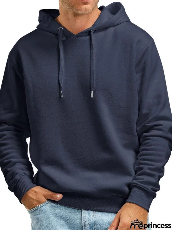 Men's Solid Color Thick Pullover Hoodies