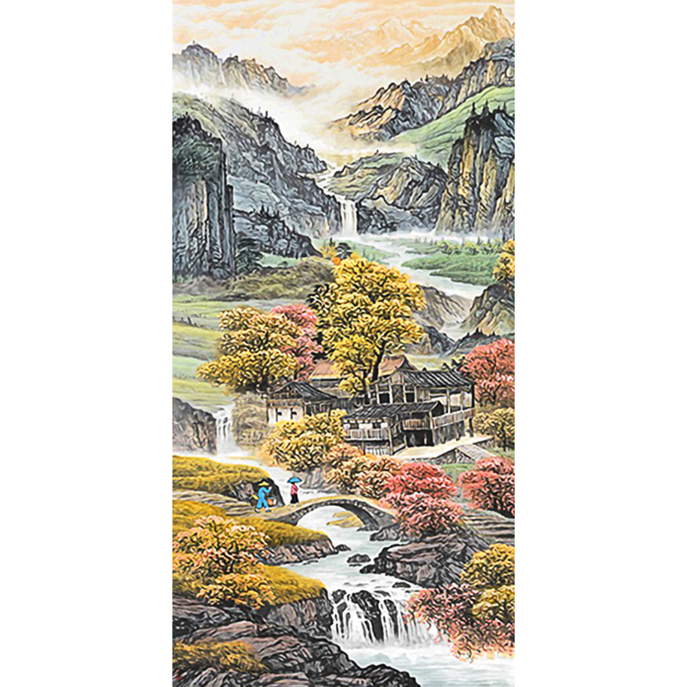 

45*85CM - Round Drill Diamond Painting - Secluded House, 501 Original