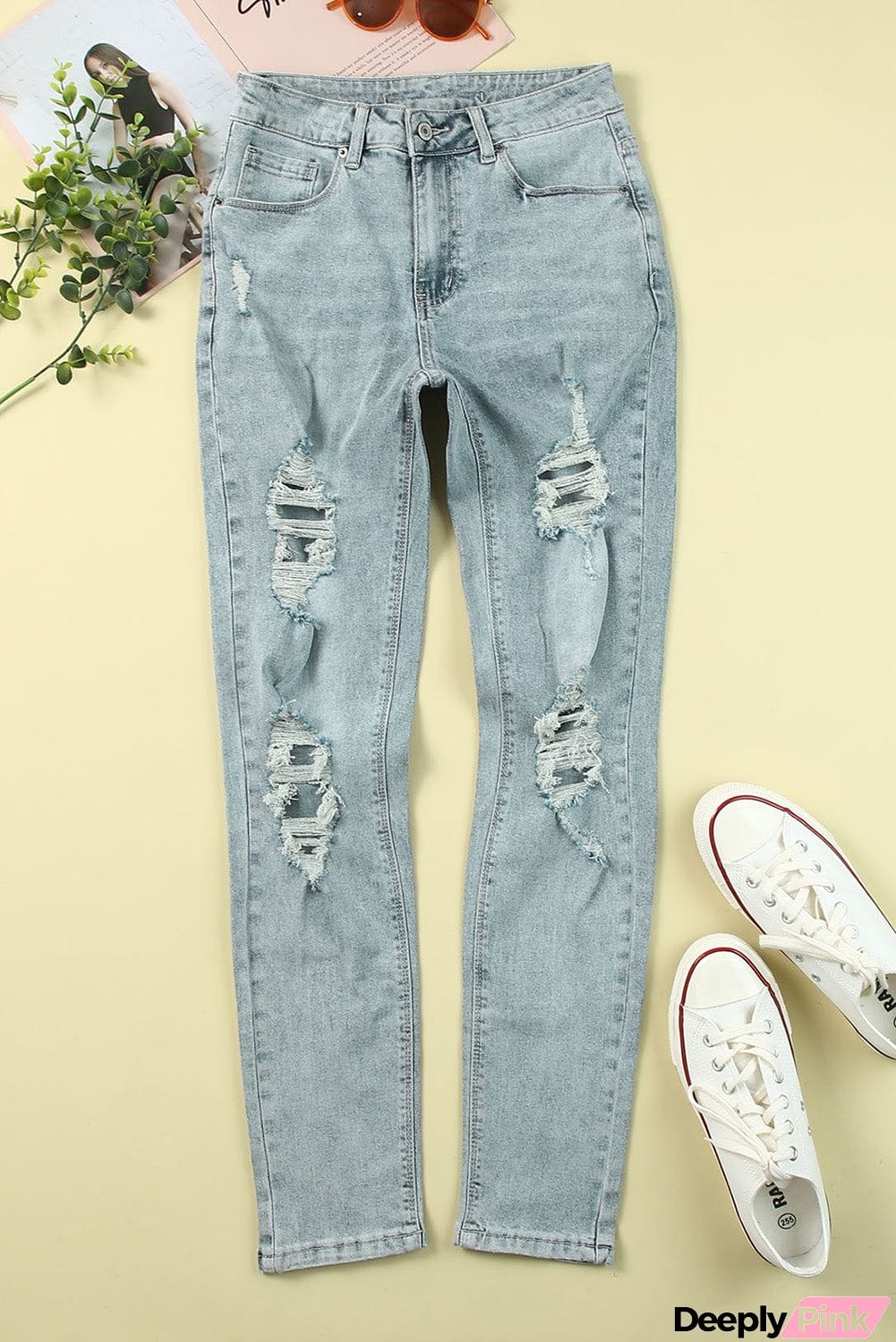 Vintage Wash Distressed Boyfriend Jeans