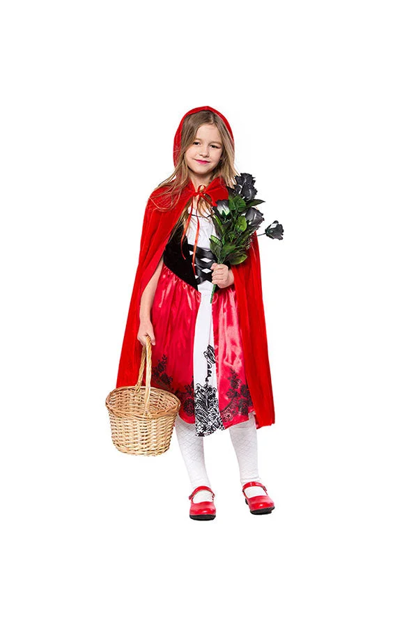 Sleeveless Dress Halloween Little Red Riding Hood Costume For Girls-elleschic