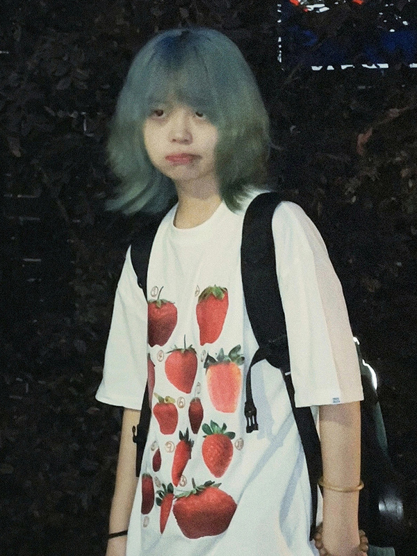 Crbang Trendy Summer Outfits – Grunge Strawberry Print Harajuku Graphic Tee Korean Fashion Oversized Tops  