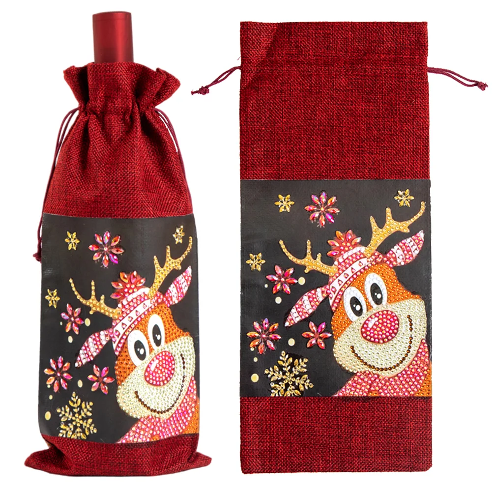 Christmas Special Shape Diamond Painting Wine Bottle Cover Set for Table Decor
