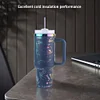 Stainless Steel Vacuum Insulated Tumbler 40oz Thermal Iced Travel Cup with Straw