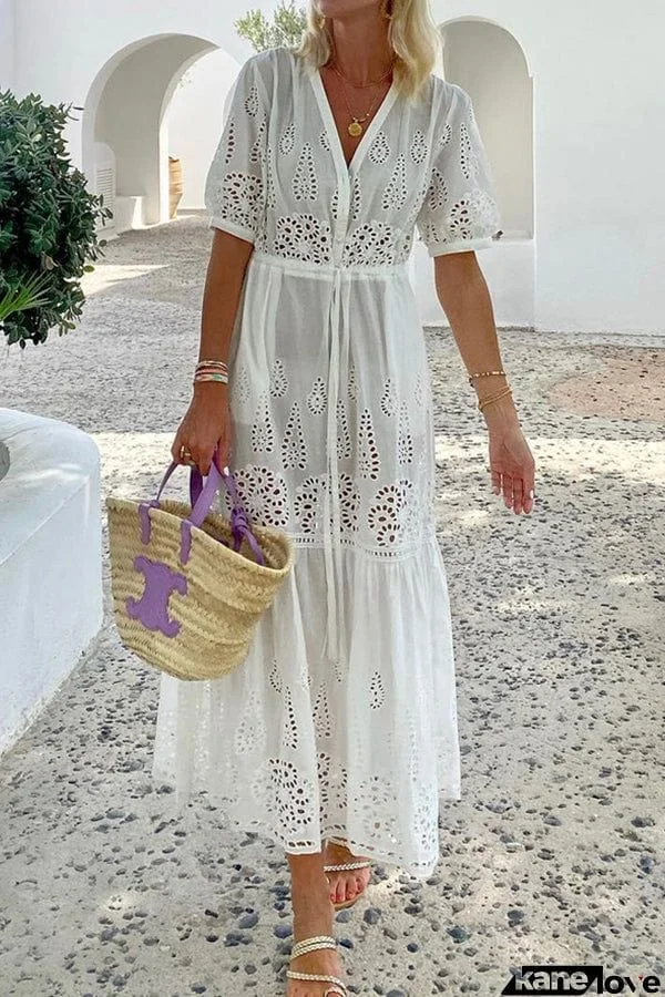 Loose Plain Vacation Dress