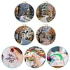 4pcs Town-DIY Embroidery Kit with Pattern Cotton Threads Needles Hoop Scissor 25*25cm tapestrymarket