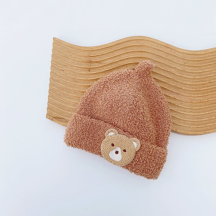 Baby Bear Patch Fleece Warm Beanie