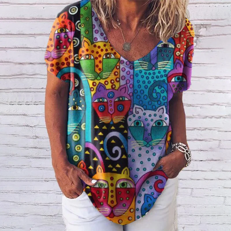 Cat Print T-Shirt