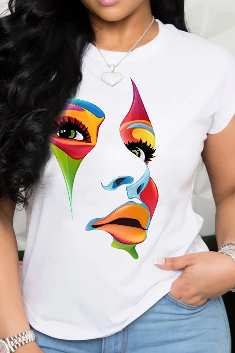 Plus Size Casual Graphic Print O Neck African T-Shirts