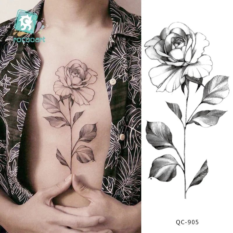 Rocooart 1pcs Hot Red lotus flower Water Transfer Tattoo Stickers Back Waist Women Art Temporary Tattoo Girl Sexy Flash Tatoos