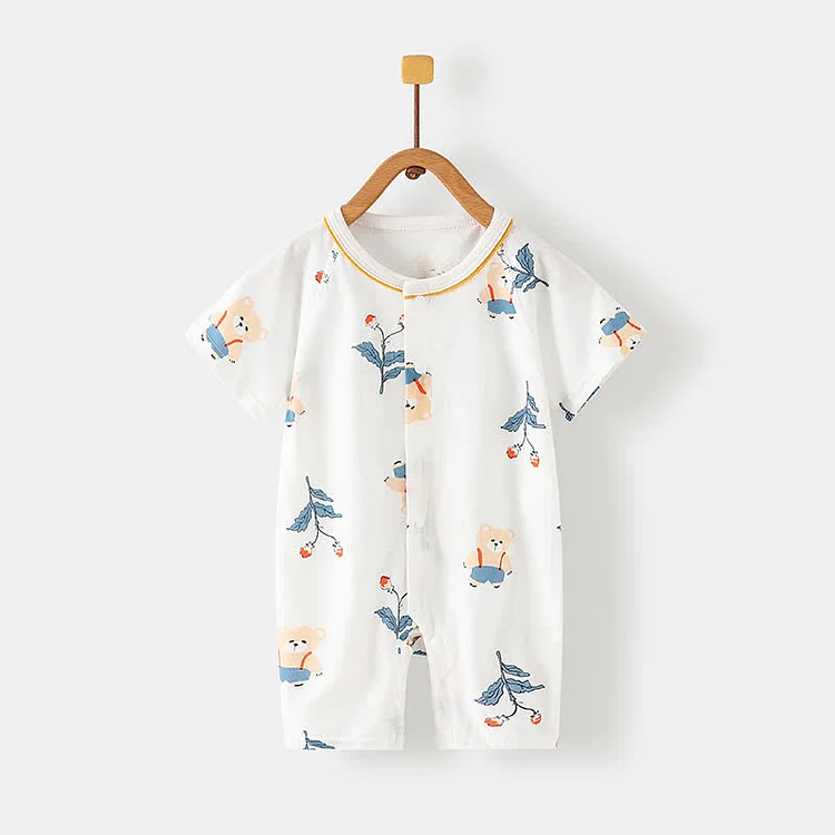 Baby Bear Flower Crew Neck Romper