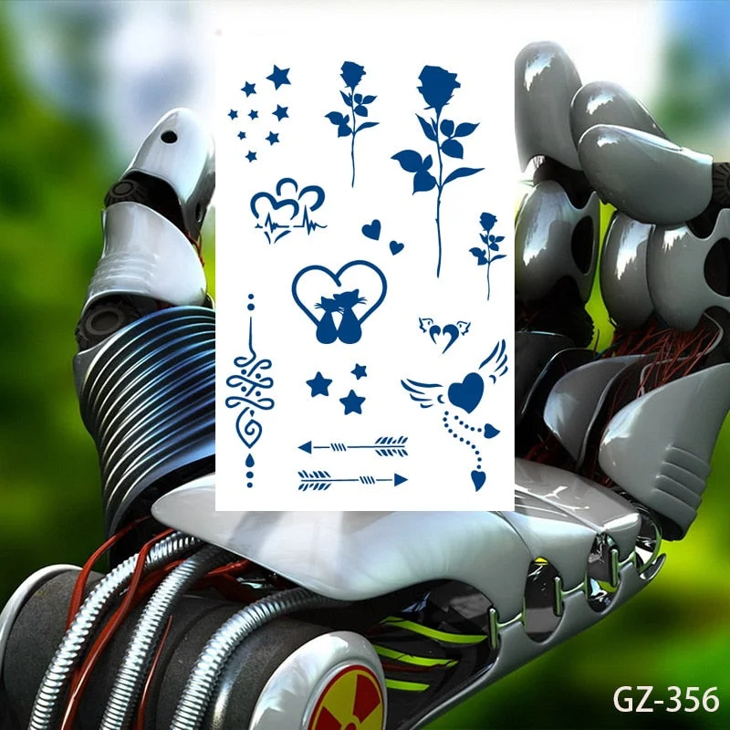 Temporary Tattoo Stickers Love Creative Geometry Totem Juice Ink Lasting Waterproof Sexy Girl Arm Face Neck Realistic Fake Tatoo