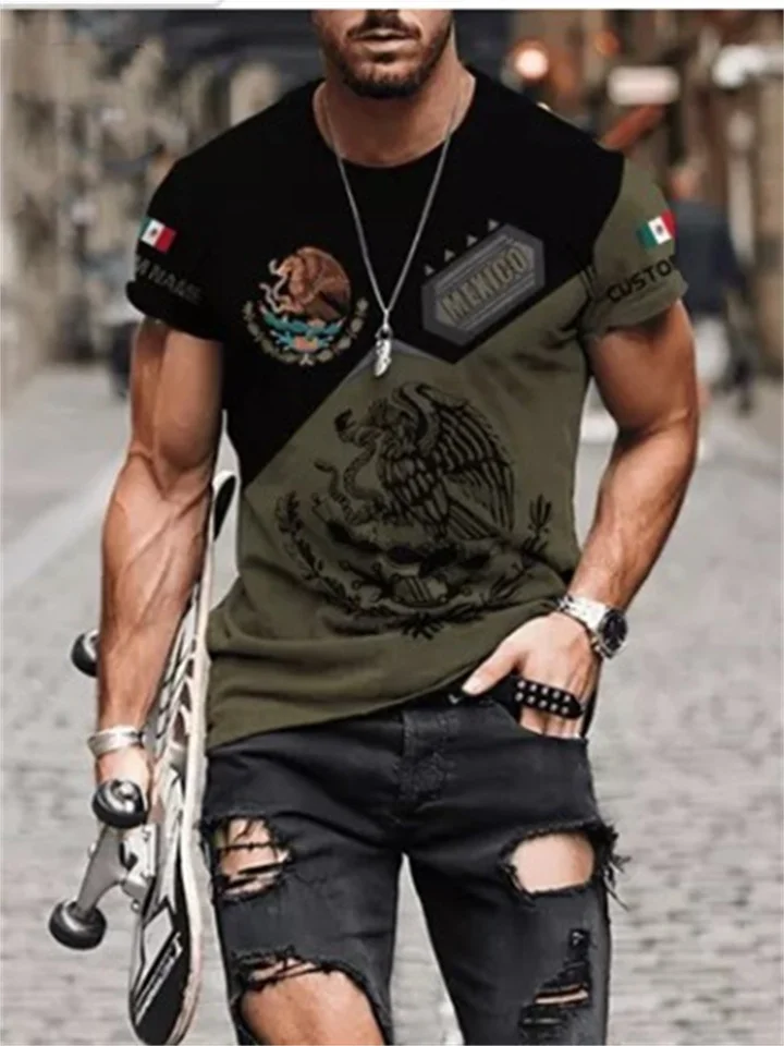 Men's 3D Printing Short-sleeved T-shirt Plus Size Casual New Trend Men's T-shirt S-6XL-Cosfine