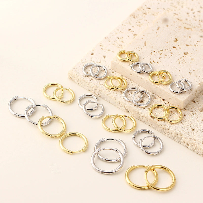 1 Pair 925 Sterling Silver Geometric Hoop Earrings