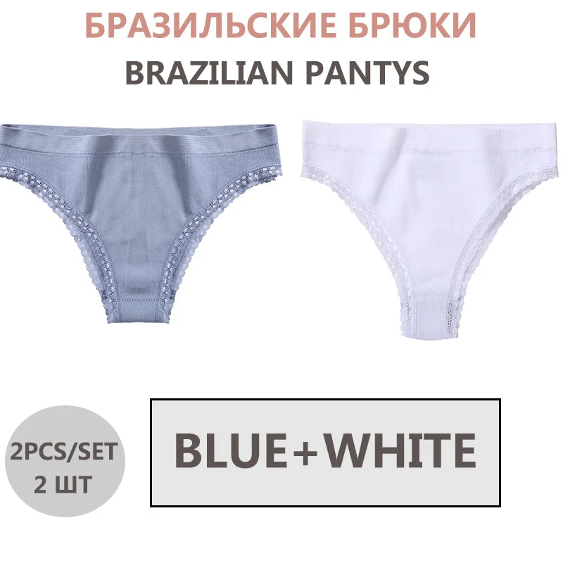 FINETOO 2PCS/Set Seamless Women's Underwear Lace Lingerie Female Thongs Underpant For Woman Low-Rise Panties Bikini Briefs M-2XL