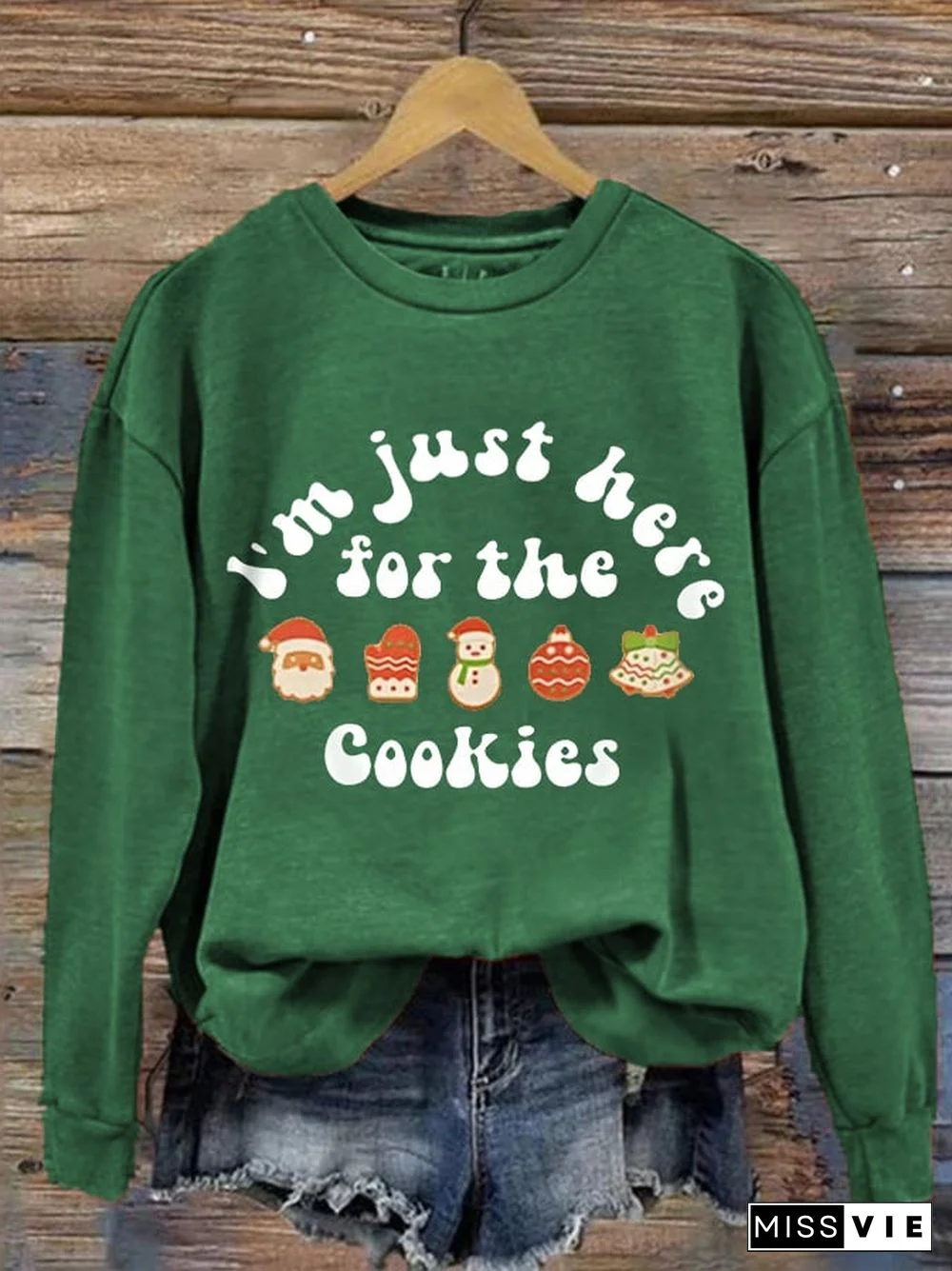 Women's I‘m Just Here For The Cookies Christmas Gifts For Family Casual Sweatshirt